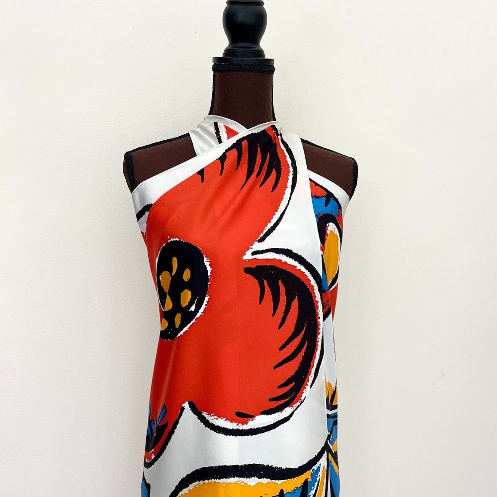 New Louis Vuitton Monogram Oversize Logo Off White Multicolor Silk Wrap Scarf - Picture 5 of 16